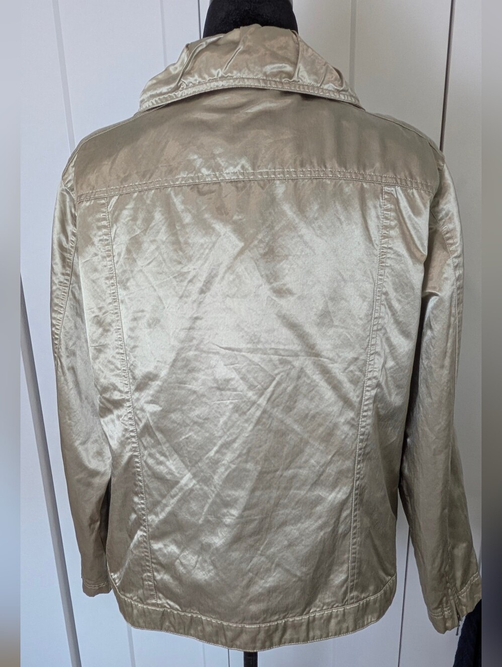 Chicos Casual Khaki Metallic Sheen Kori Jacket Front Full Zip Size 3=XL - Picture 6 of 14